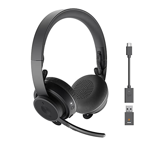 Logitech Zone Kabelloses Business Headset (Hervorragendem Sound, Mikrofon mit Flip-Stummschalter und kabellosem Qi-Aufladen) graphit