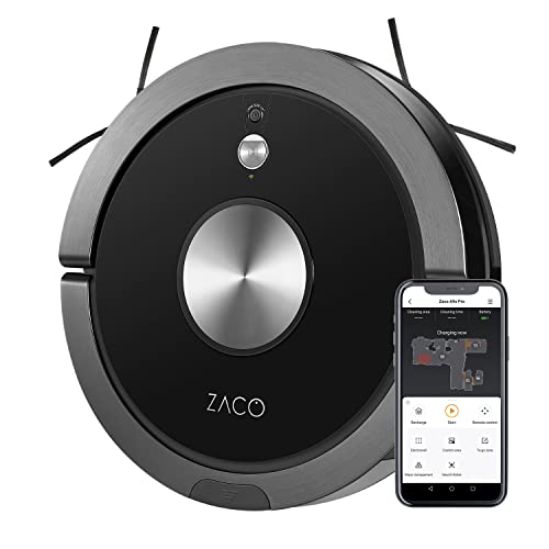 ZACO A9sPro Saugroboter mit Wischfunktion, App & Alexa, 7,6 cm flach, Staubsauger Roboter mit Raumkarte & Mapping, bis 2h Laufzeit,...