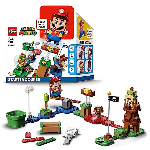 LEGO Super Mario Abenteuer mit Mario – Starterset, interaktive Figur und Bau-Spielzeug, mit Gumba und Bowser Jr.-Figuren, sammelbares...